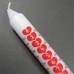 White Advent Candles With Red Hearts & Fir Cone Design